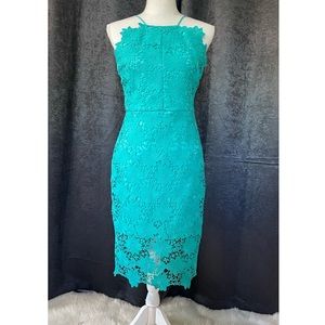 Turquoise halter strap lace dress!